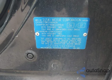 2008 Suzuki Grand Vitara Luxury from USA, damaged, VIN JS3TD947X84100416